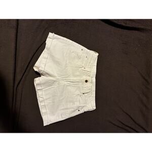 Signature High Rise Shorts Womens 2 White Denim Distressed Frayed Hem Cutoff